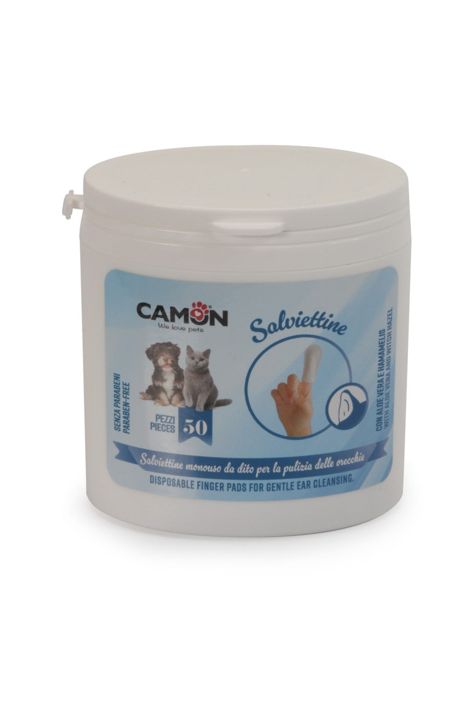 Salviettine da dito Camon 50 pezzi per pulizia orecchie cani e gatti Salviettine da dito Camon 50 pezzi per pulizia orecchie cani e gatti